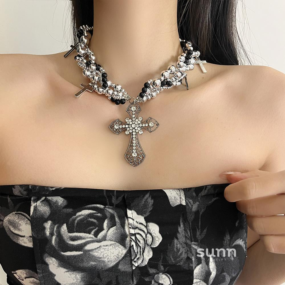 Ameya Pearl Cross Layered Necklace [GSBPTO27]
