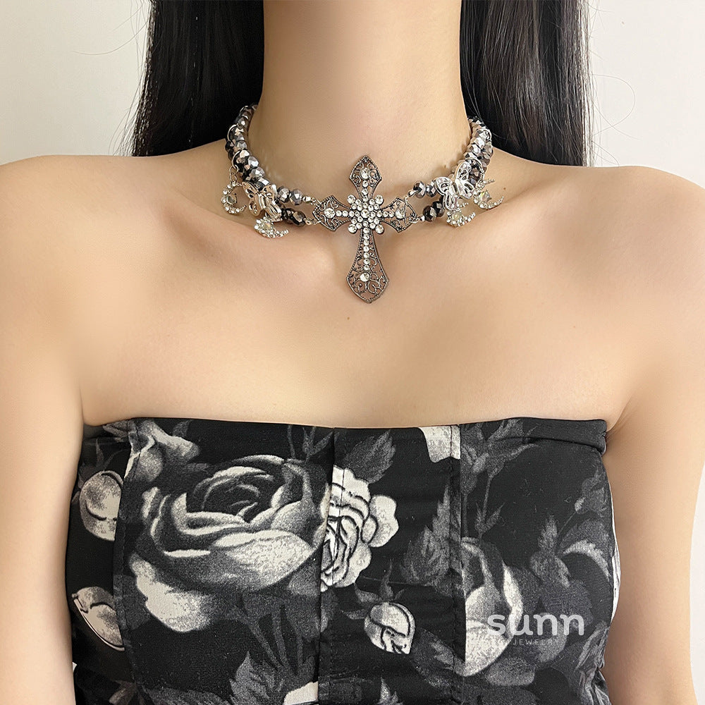 Ameya Pearl Cross Layered Necklace [QSBWIEJT]