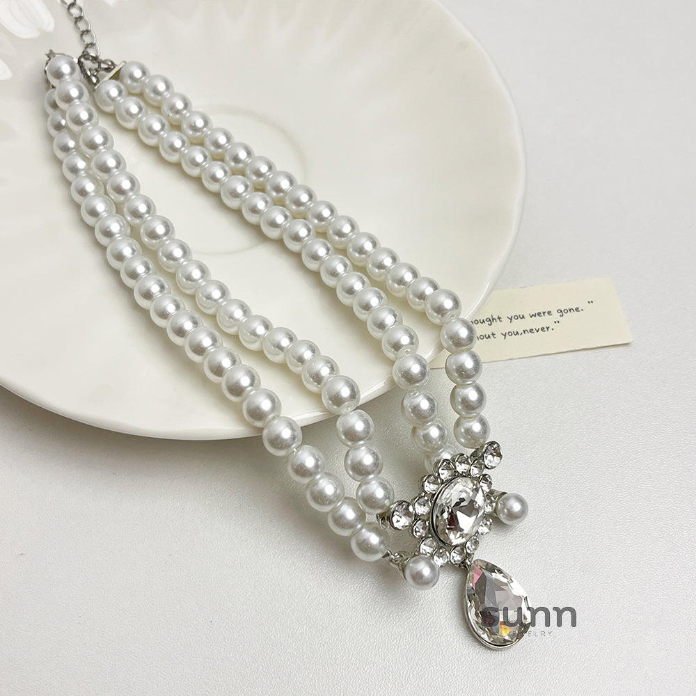Amiah Double Layer Pearl Choker [WDVKY48A]