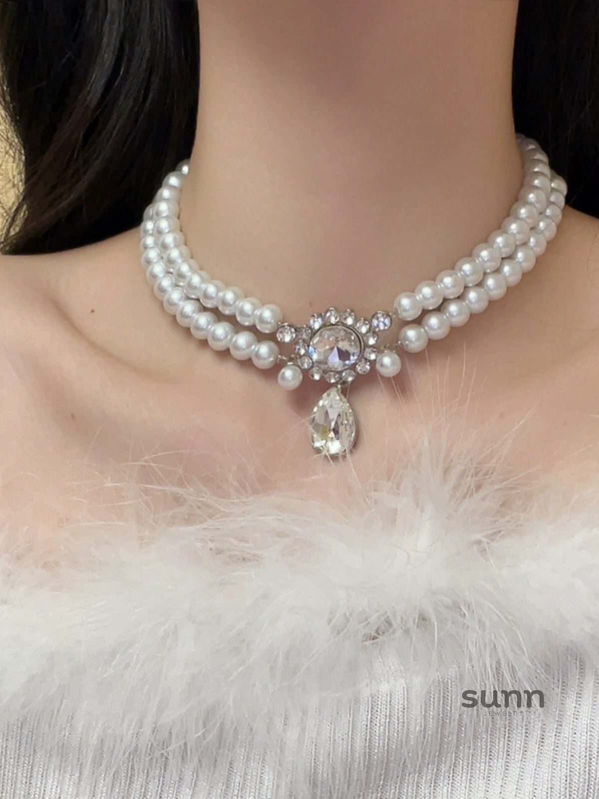 Amiah Double Layer Pearl Choker [L4678OC9]