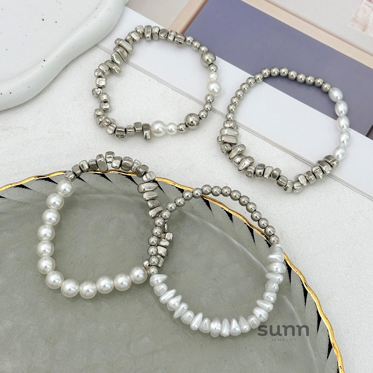 Amina Irregular Beaded Bracelet Set [21QER6YU]