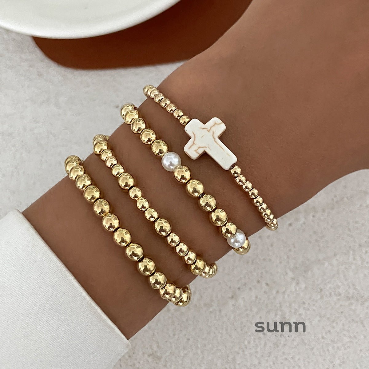 Amina Irregular Beaded Bracelet Set [RQ1VT02W]