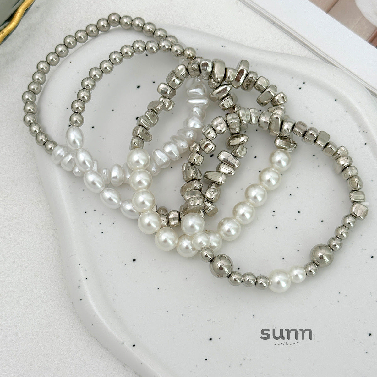 Amina Irregular Beaded Bracelet Set [VK9HD3T7]