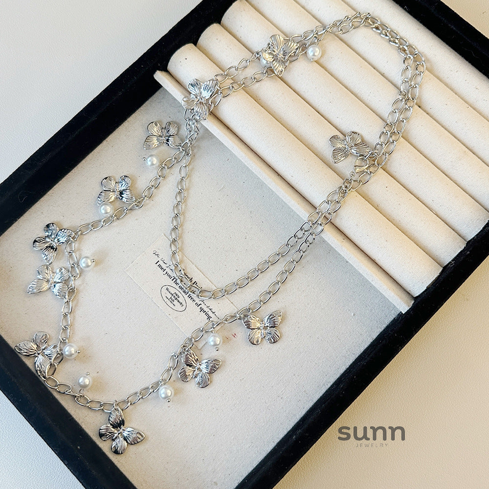 Amina Pearl Butterfly Waist Chain [A6GQ0N7J]