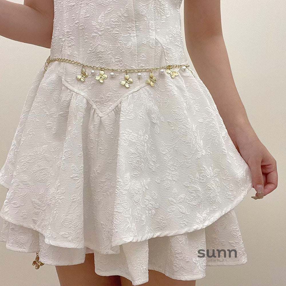 Amina Pearl Butterfly Waist Chain [F0RR2QEL]