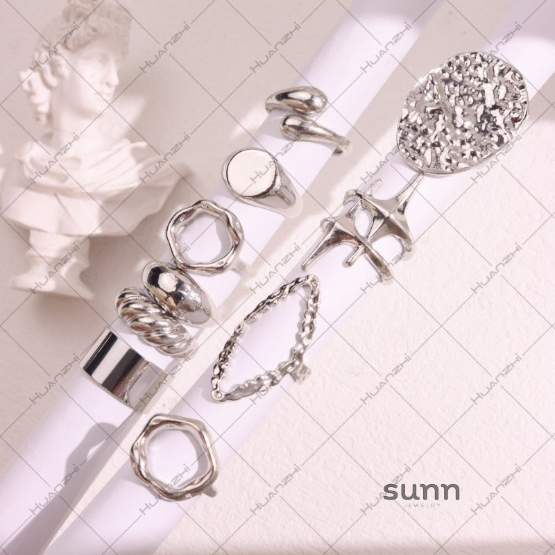 Aminah Geometric Ring Set [IR0TFBJH]