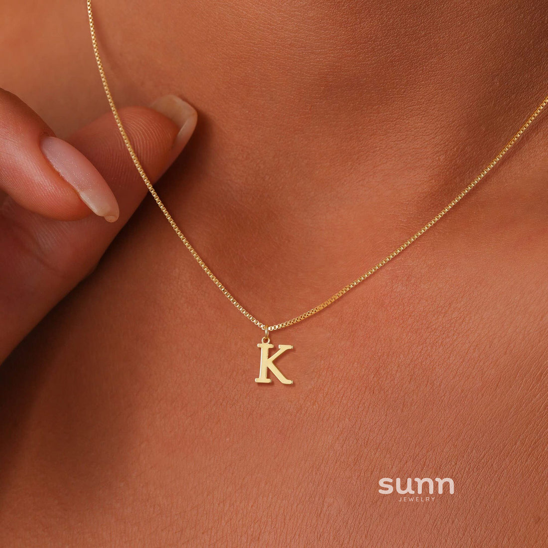 Amore Initial Box Chain Necklace [3476ZODP]
