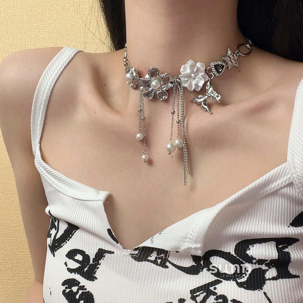 Anaiyah Pearl Butterfly Choker [CCS353WE]