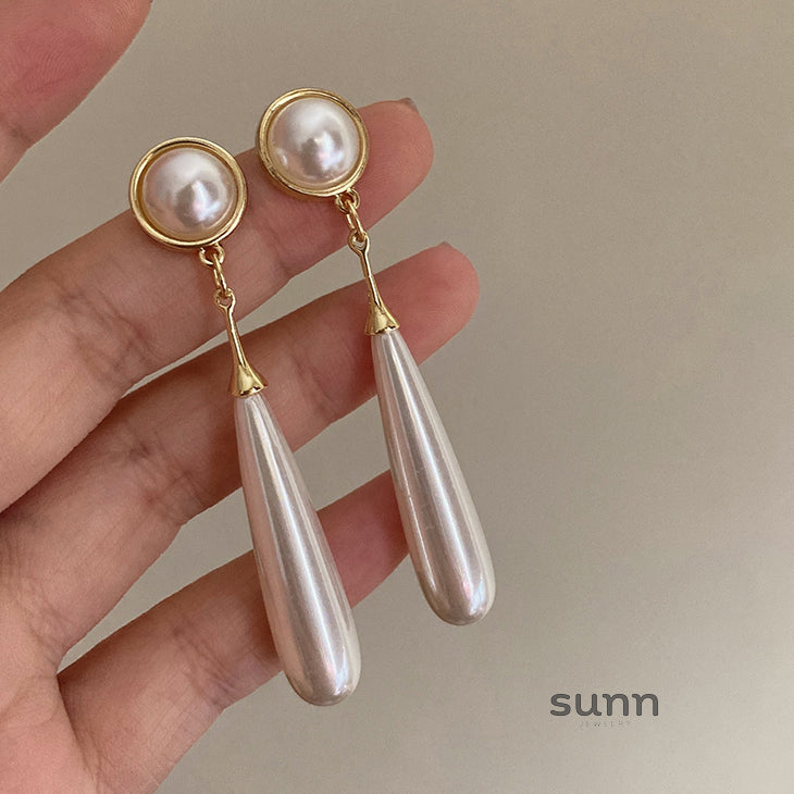 Analee Golden Pearl Drop Earrings [GCUJMCFP]