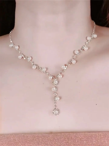 Analiyah Pearl Tassel Necklace Set