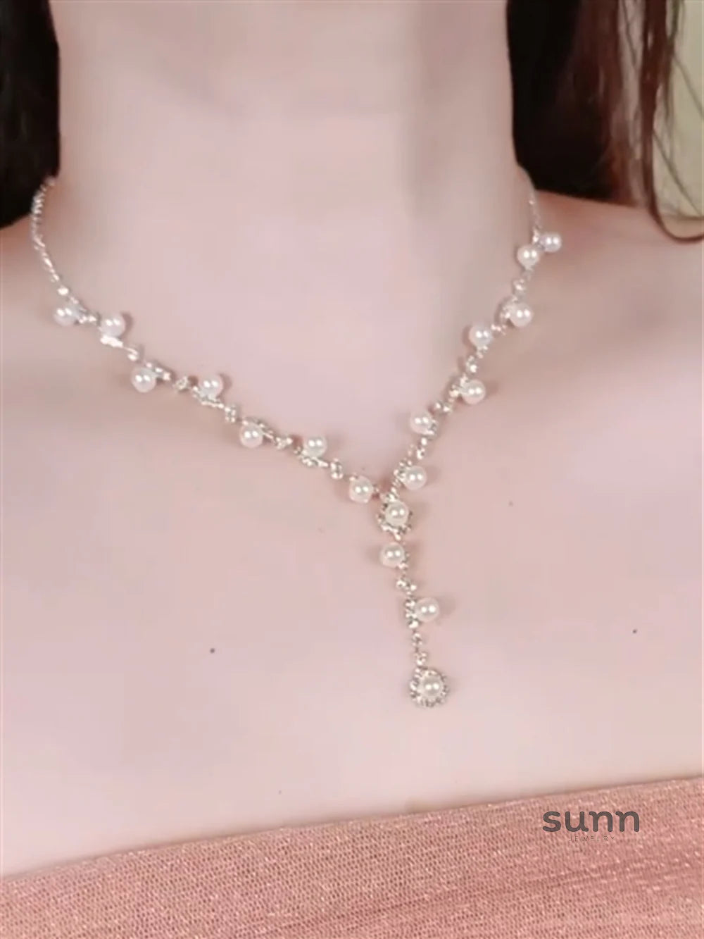 Analiyah Pearl Tassel Necklace Set
