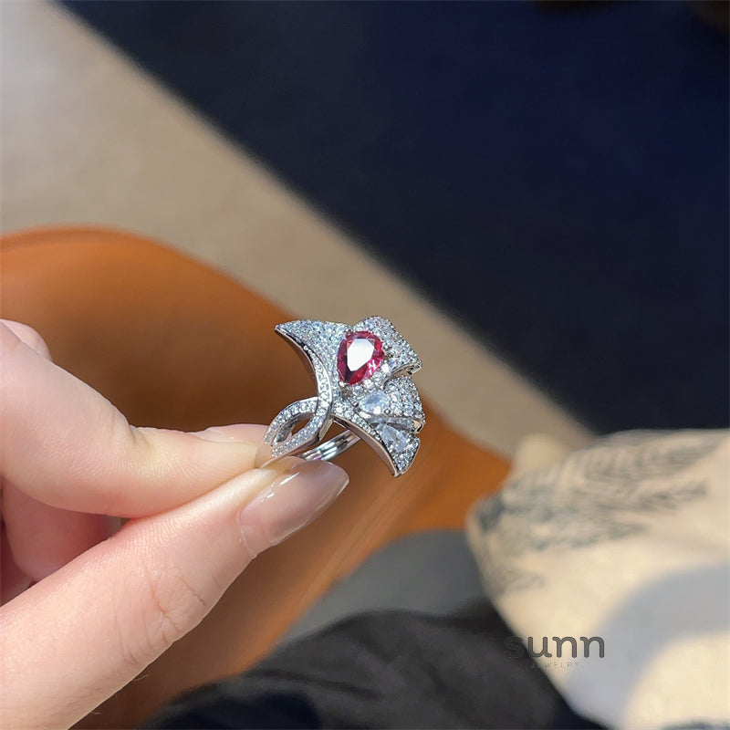 Anari Ruby Leaf Open Ring [IEX5MZ30]