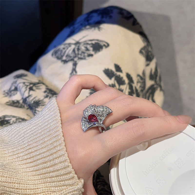 Anari Ruby Leaf Open Ring [P2YQQ36Y]