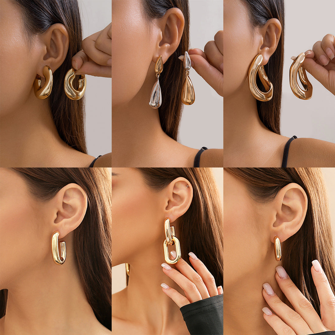 Anasofia Geometric Drop & Hoop Earrings [SB5JTP3I]