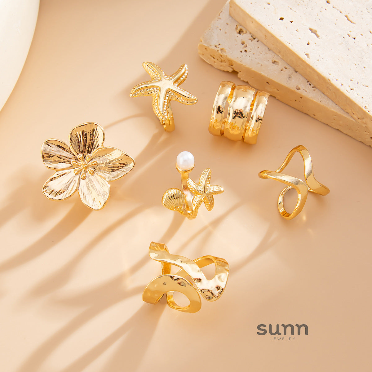 Anastazja Starfish Bloom Ring Set [ENQAJIWG]