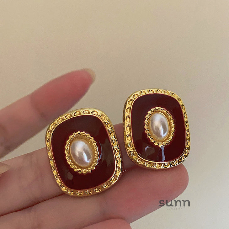 Andra Geometric Pearl Earrings [CH04DQ61]