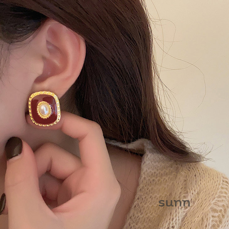 Andra Geometric Pearl Earrings [6NLPAZ3R]