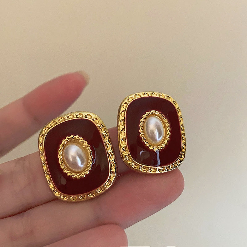 Andra Geometric Pearl Earrings [08DZJTXJ]