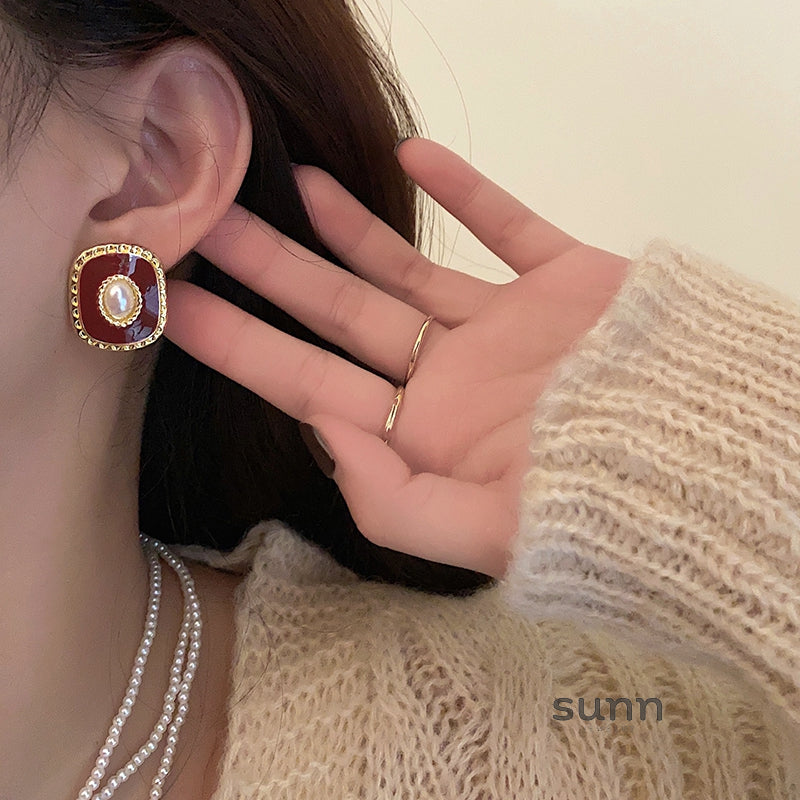 Andra Geometric Pearl Earrings [9ABSXDTE]