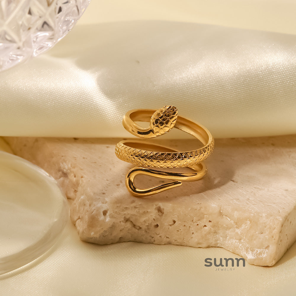 Andra Gold Serpent Adjustable Ring [5KTS8OZR]
