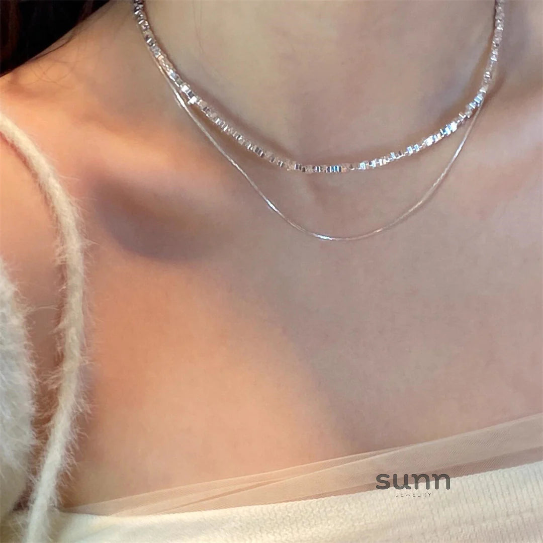 Andra Stacked Silver Necklace
