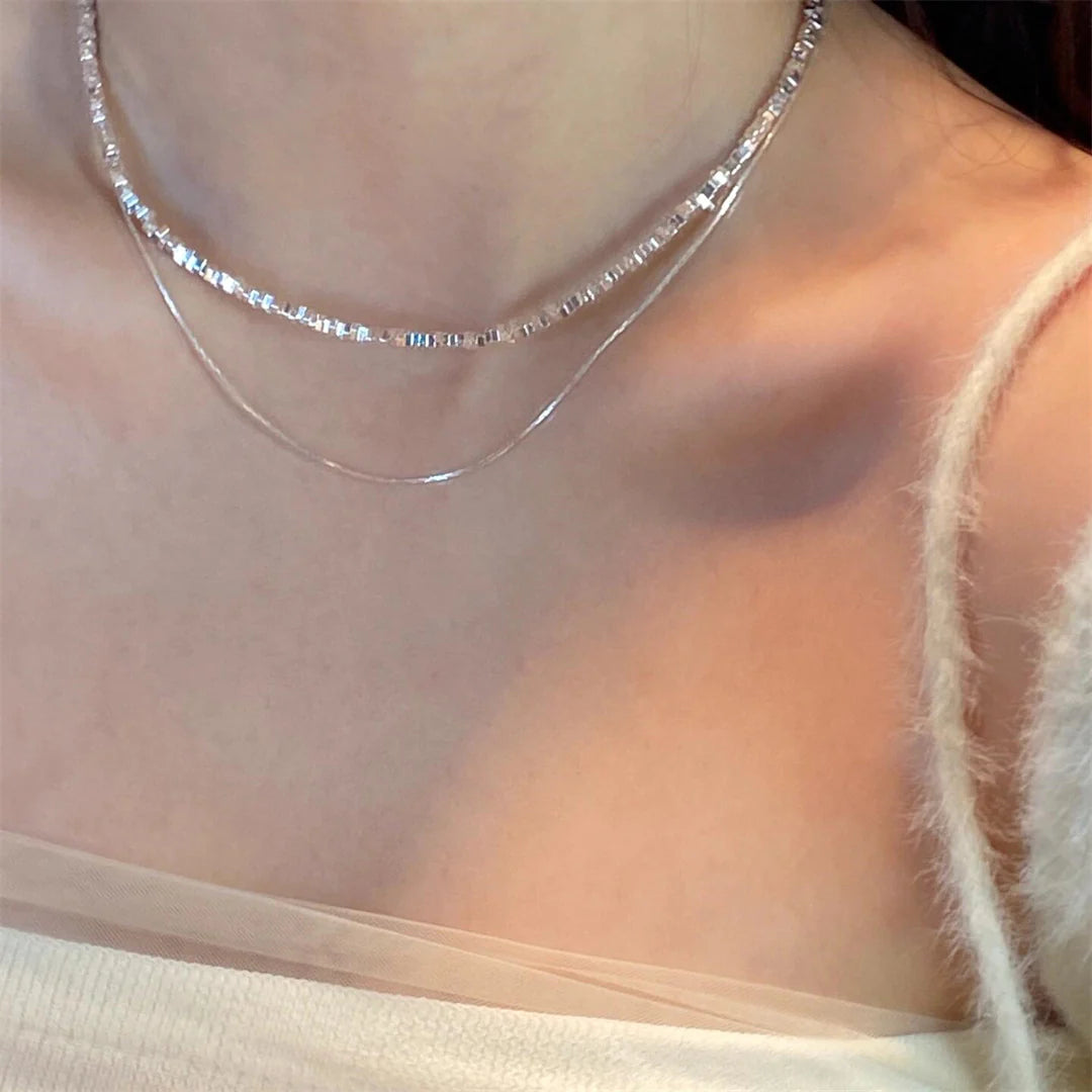 Andra Stacked Silver Necklace