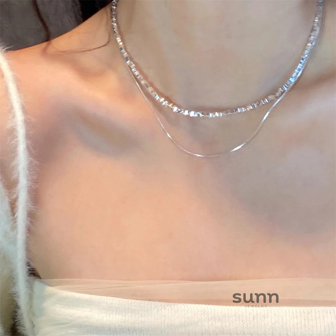 Andra Stacked Silver Necklace