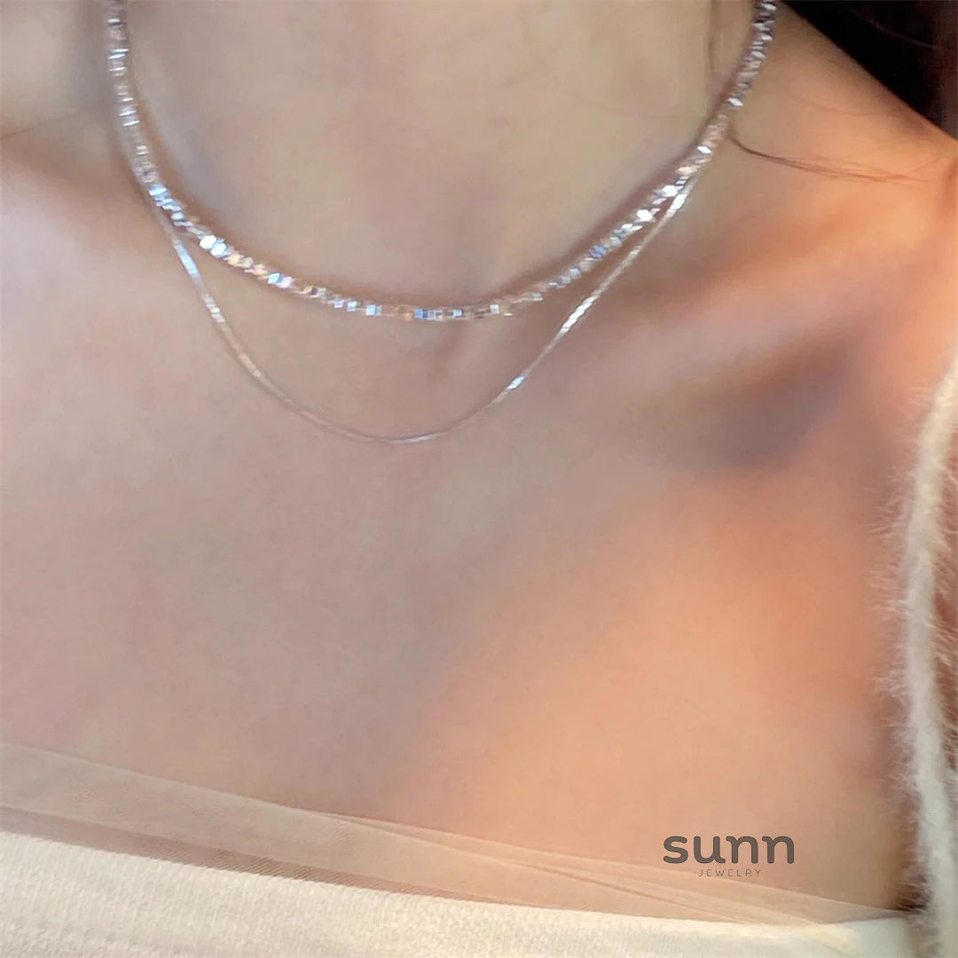 Andra Stacked Silver Necklace