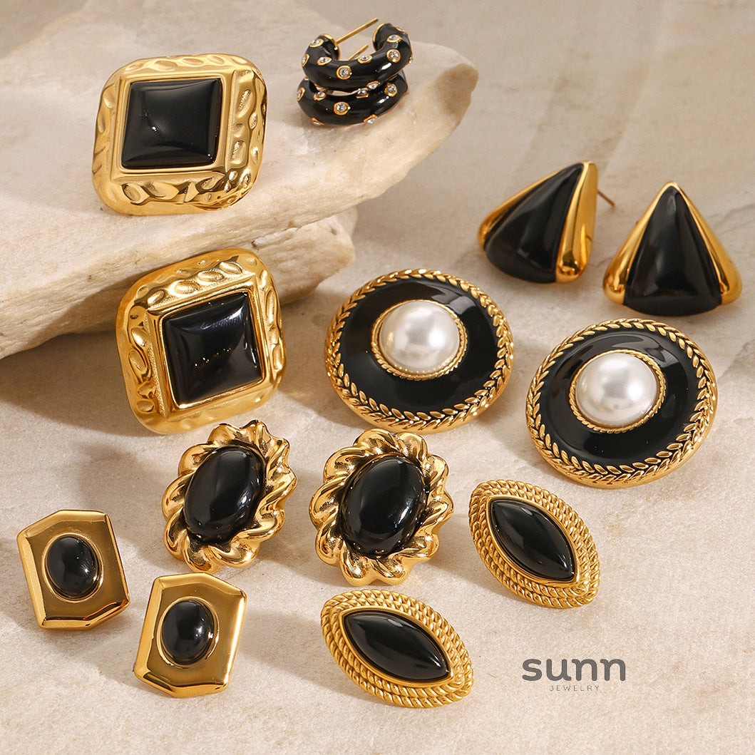Andy Black Agate Earrings [582KOSJ9]