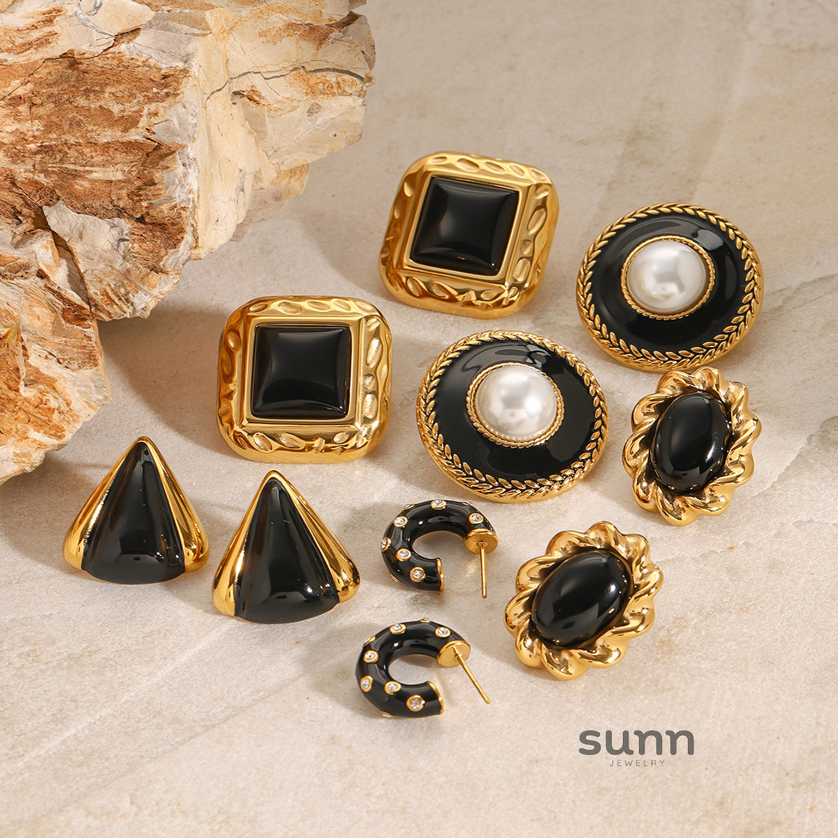 Andy Black Agate Earrings [VS9U98WK]