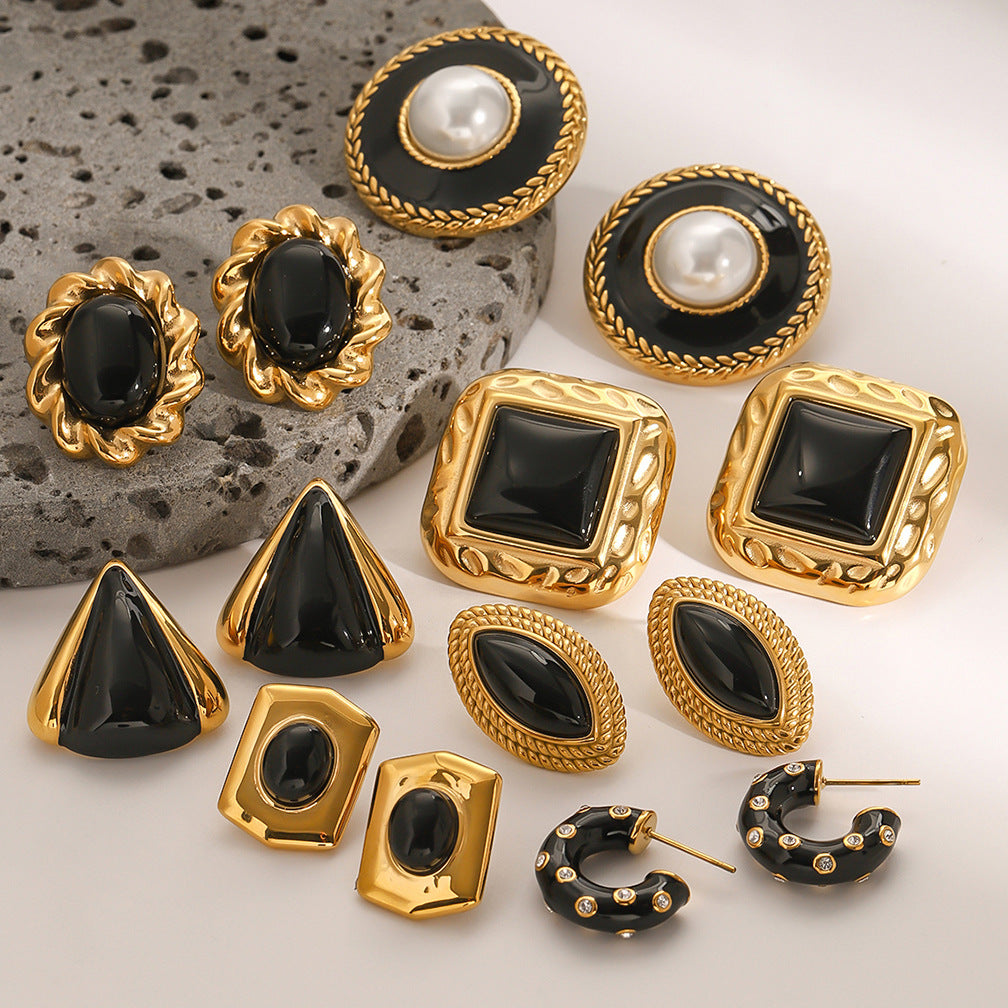 Andy Black Agate Earrings [WXK88Y5G]
