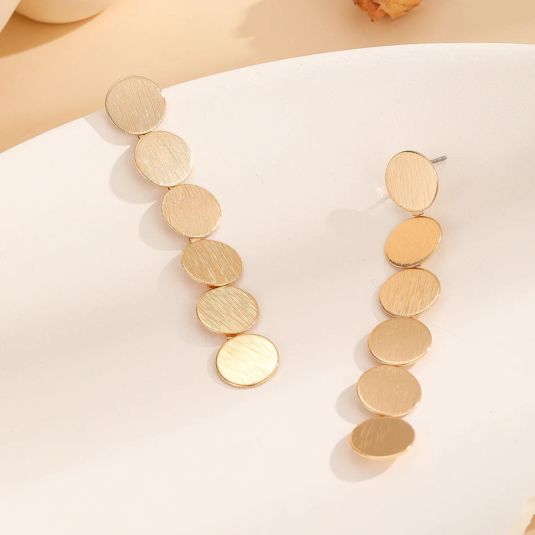 Angeles Gold Disc Drop Earrings