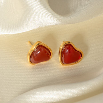 Angelica Gold Heart Hoop Earrings [BLQPRQOS]