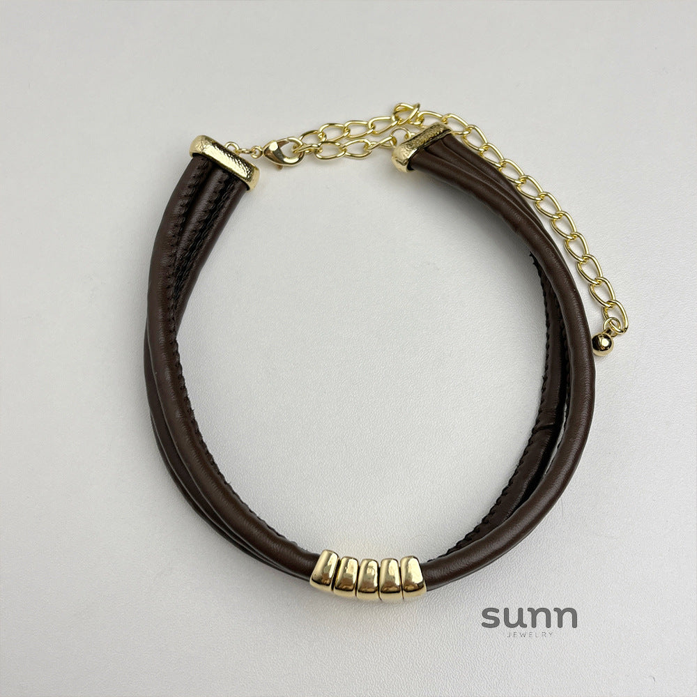 Angelina Layered Leather Choker [8KF89B9X]