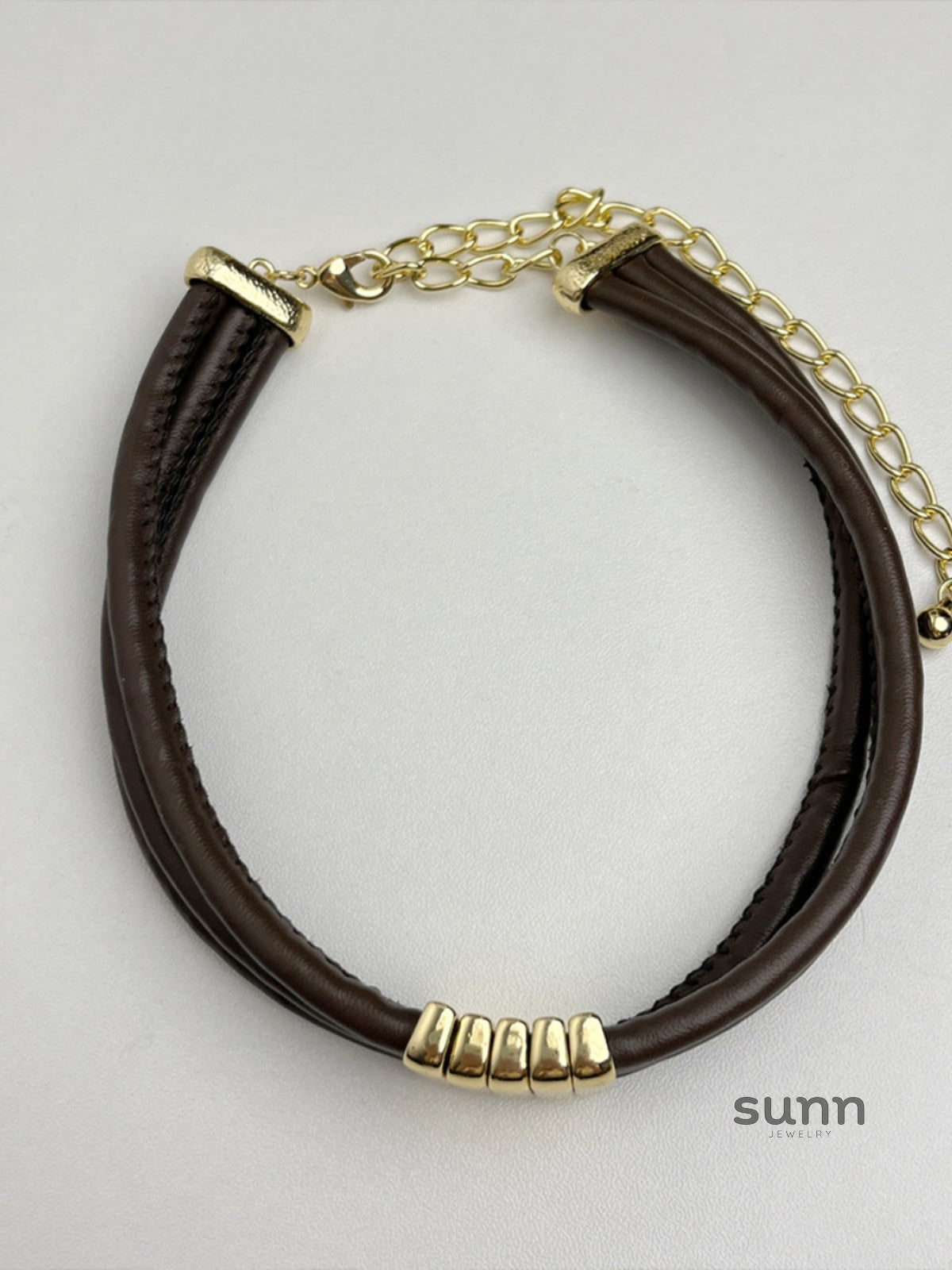 Angelina Layered Leather Choker [QGS3ICBJ]