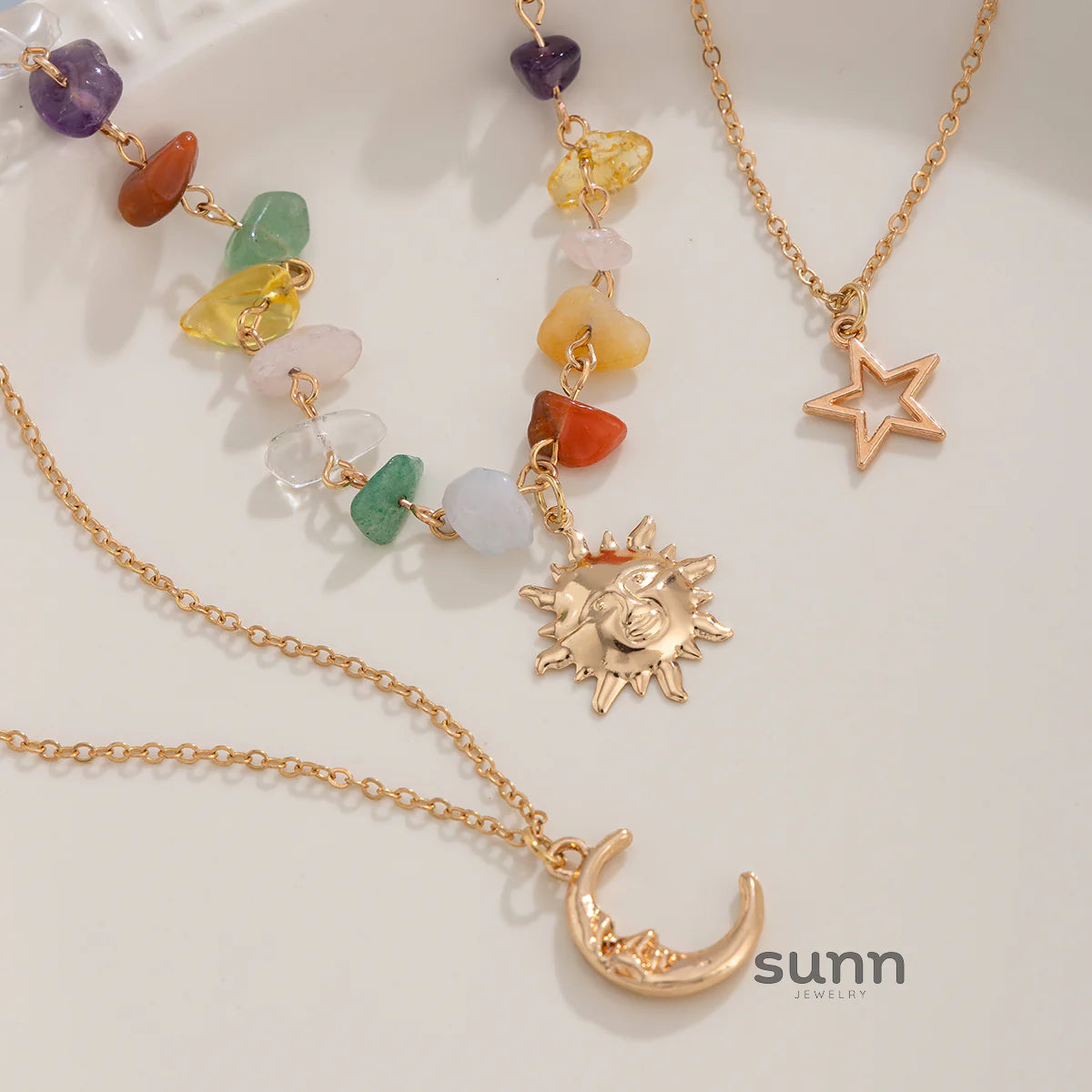 Aniyla Turquoise Charm Necklace Set