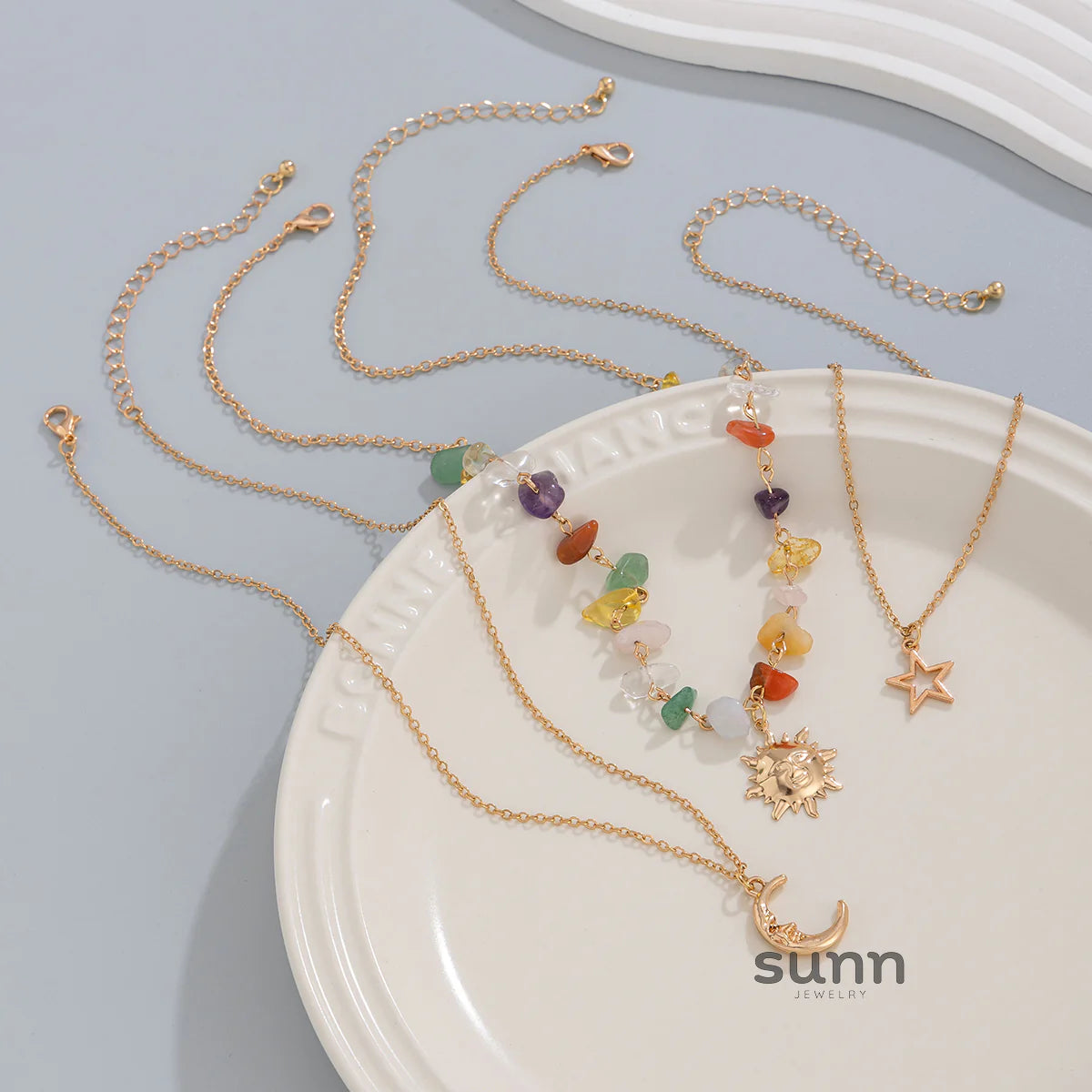 Aniyla Turquoise Charm Necklace Set