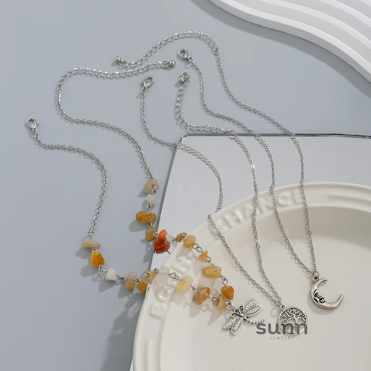 Aniyla Turquoise Charm Necklace Set