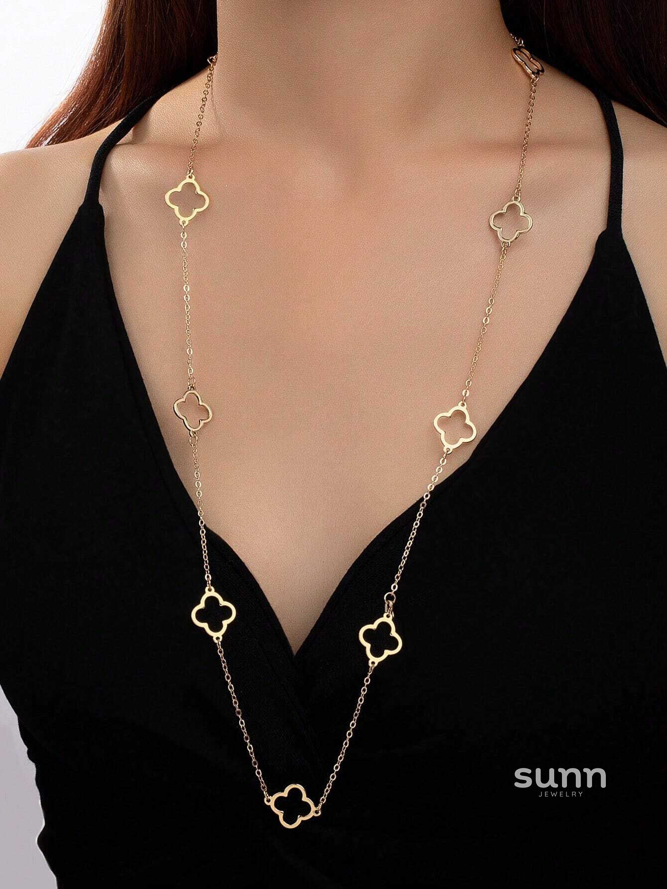 Aniylah Gold Clover Necklace
