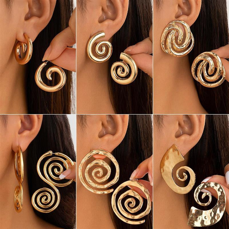 Ann Ocean-Inspired Spiral Earrings [URE7ULA3]