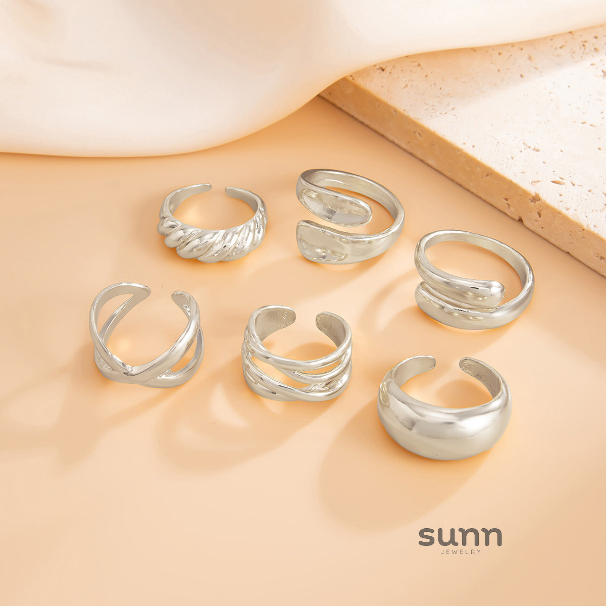 Annabella Twisted Ring Set [JTM68CQY]