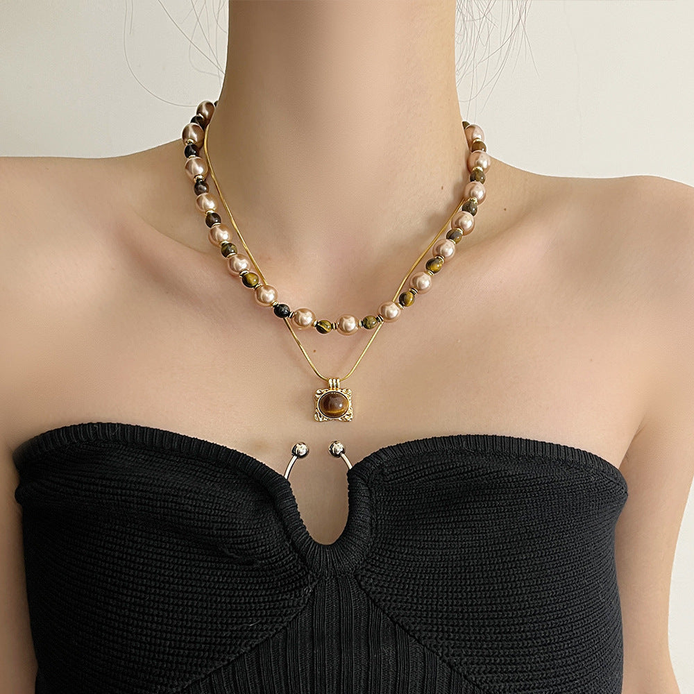 Annaly Double-Layer Pearl Necklace [2UT6ZIJS]