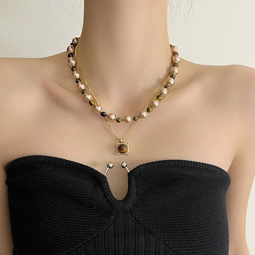 Annaly Double-Layer Pearl Necklace [2UT6ZIJS]
