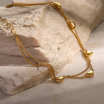 Annalyn Layered Gold Heart Anklet [NE0IA2XL]