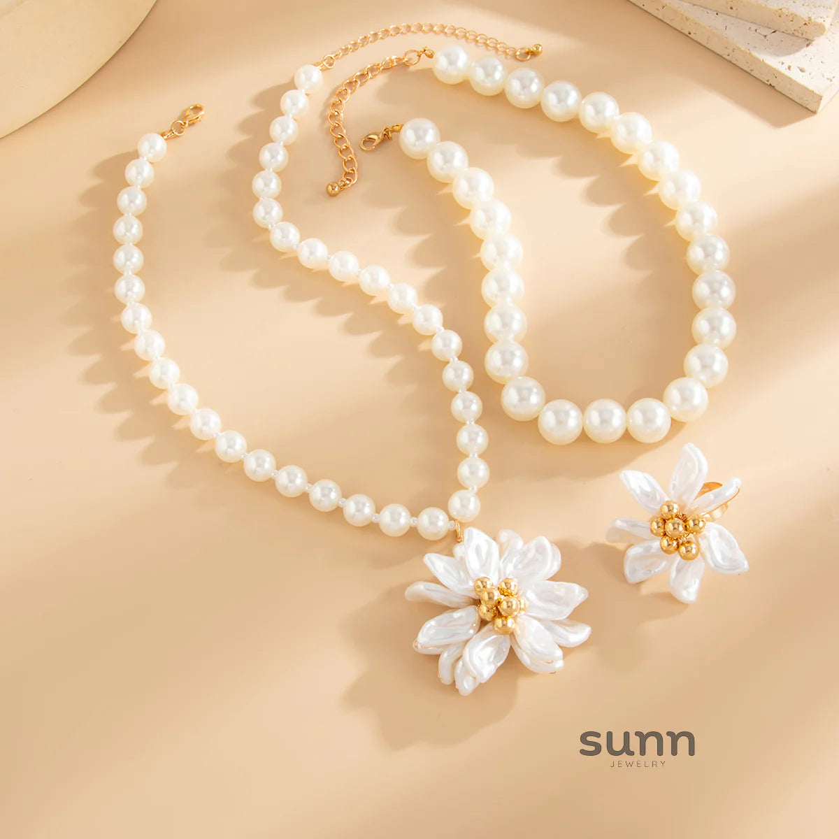 Annamae Floral Pearl Layered Necklace
