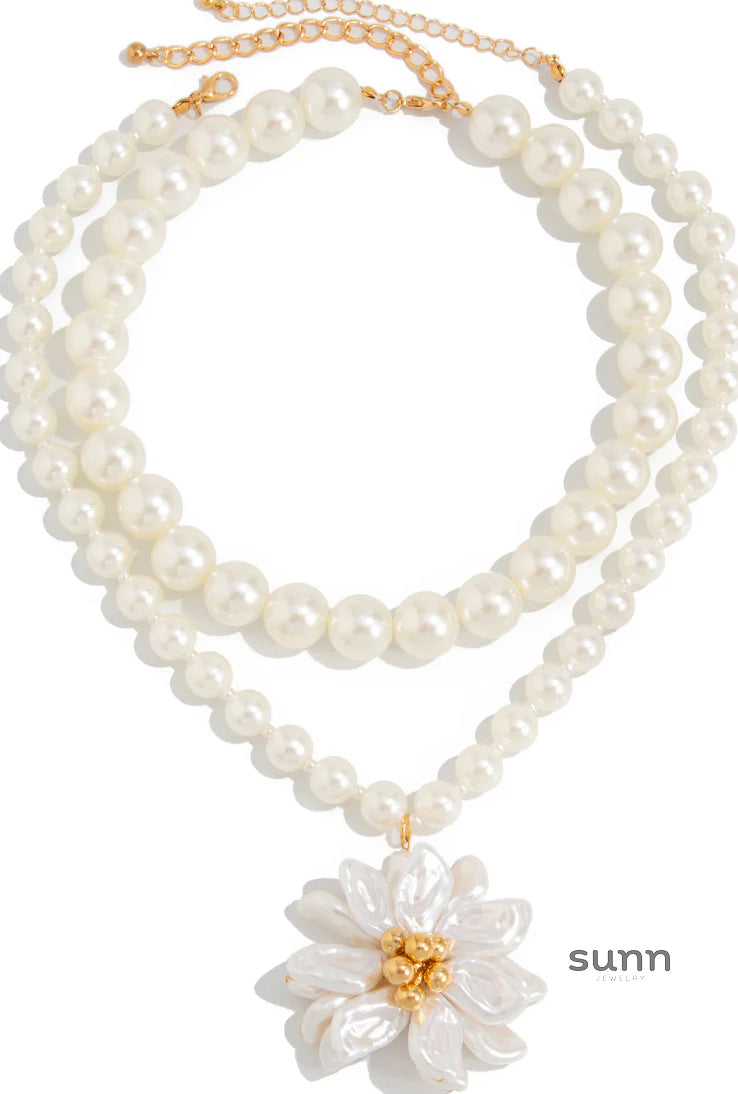 Annamae Floral Pearl Layered Necklace