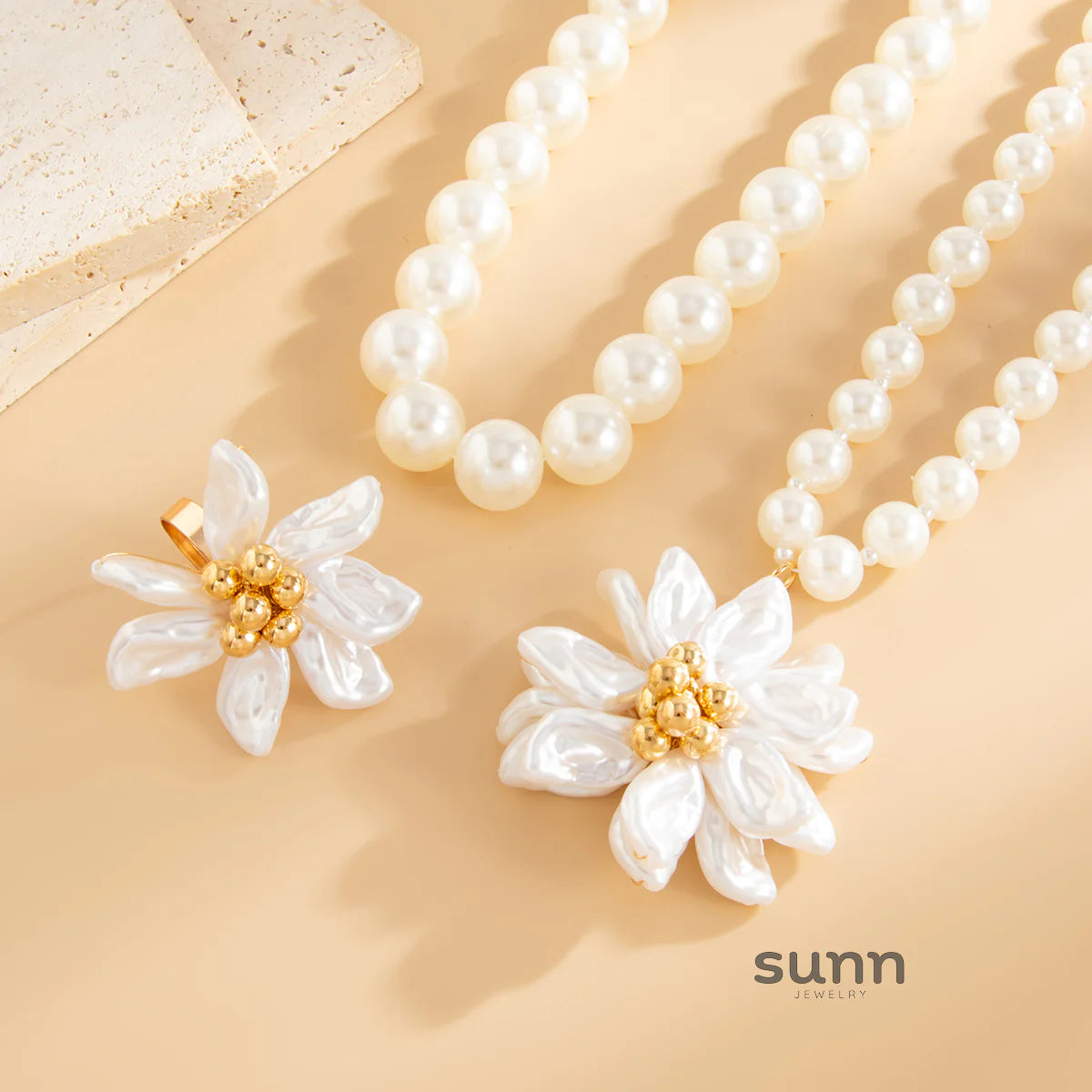 Annamae Floral Pearl Layered Necklace