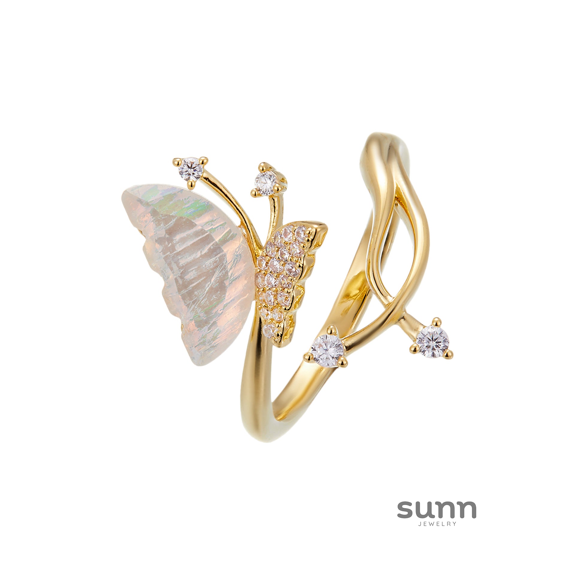 Annarose Gilded Butterfly Ring [6P98YN2B]