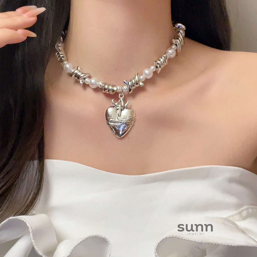 Annastasia Thorn Heart Pearl Choker [TJX942ZF]