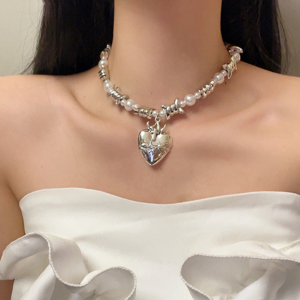 Annastasia Thorn Heart Pearl Choker [QN003CY8]